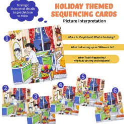 Holiday Storytelling Cards Sequence 8 Story Sets, Speech Therapy Game