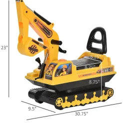 Homcom No Power Ride On Excavator Construction Truck 3Yr+ Yellow
