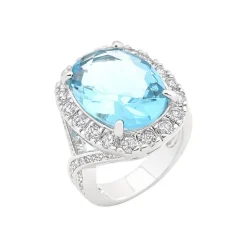 J Goodin Oval Blue Topaz Cocktail Ring Size 5