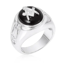J Goodin Silvertone Onyx Mens Ring - Size 12