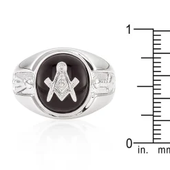 J Goodin Silvertone Onyx Mens Ring - Size 12
