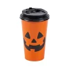 Jack-O'-Lantern Paper Coffee Cups With Lids - 12 Pc.