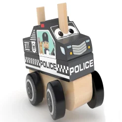 J'Adore Police Car Wooden Stacking Toy