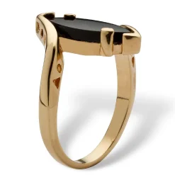 18K Gold Plated Genuine Onyx Ring