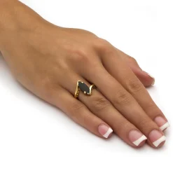 18K Gold Plated Genuine Onyx Ring