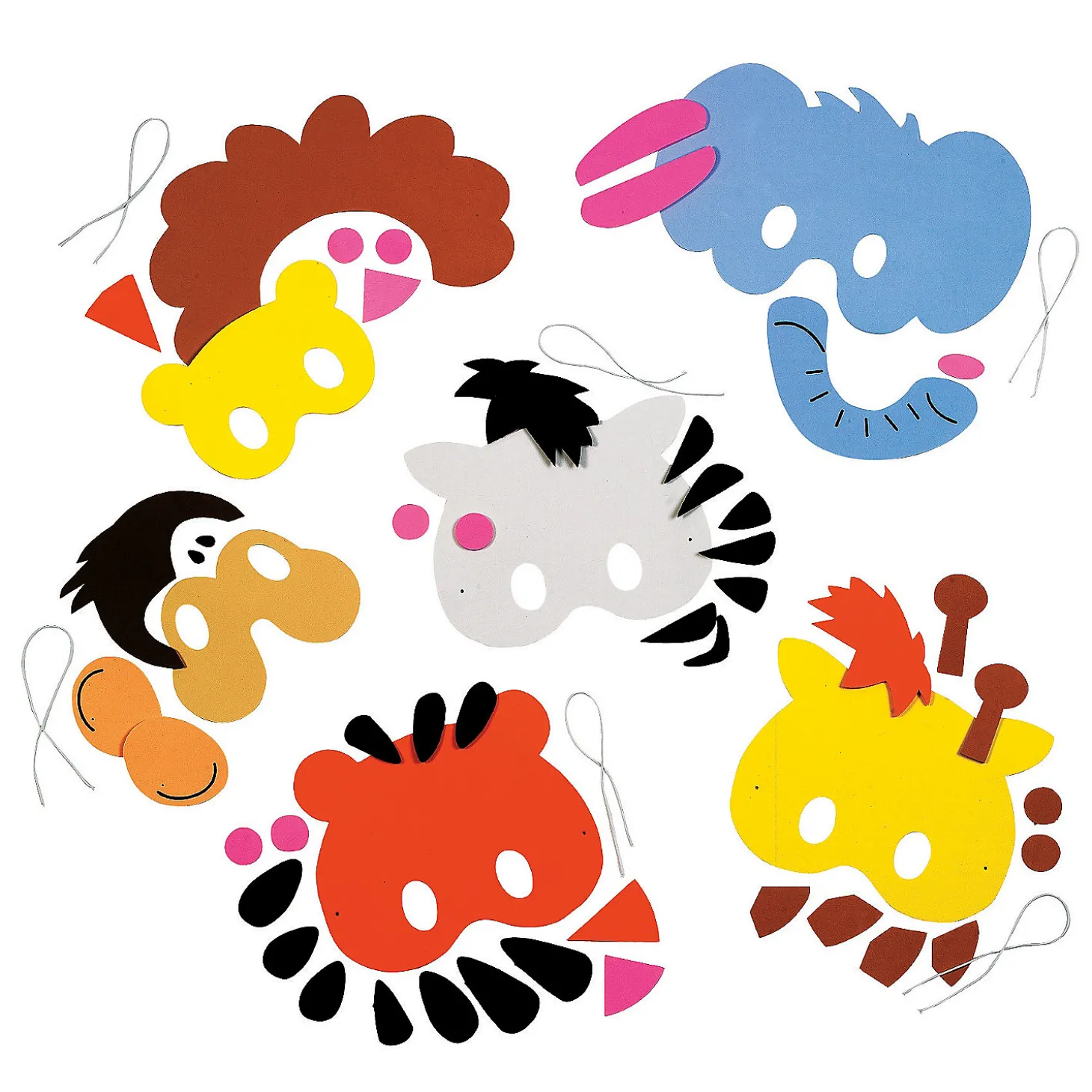 Kid's Zoo Animal Mask Craft Kit - Makes 12