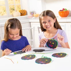 Magic Color Scratch Pumpkin Ornaments - 24 Pc.