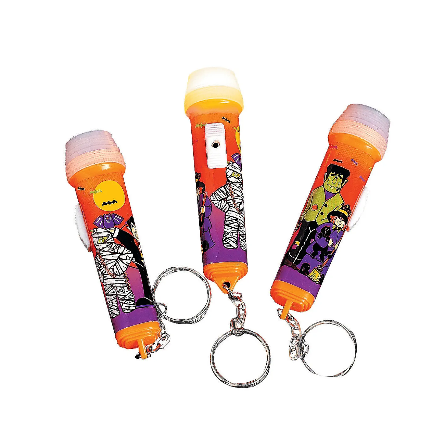 Mini Halloween Flashlight Keychains - 12 Pc.
