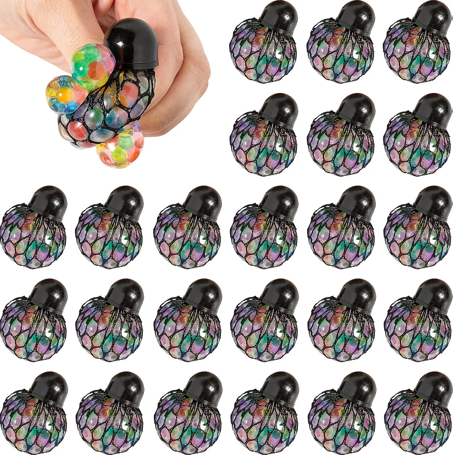 Mini Mesh Water Bead Stress Balls - 24 Pc.