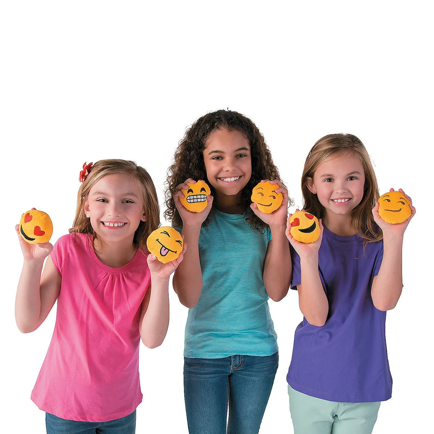 Mini Smiling Stuffed Emoji Faces - 12 Pc.