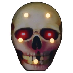 Northlight 7" Lighted Black And Red Skull Halloween Decoration