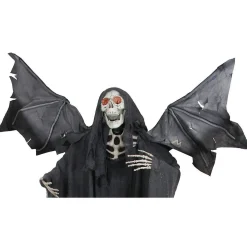 Northlight 66" Pre-Lit Black And Red Sonic Skeletal Reaper With Wings Halloween Decor