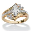 Palmbeach Jewelry Yellow Gold-Plated Marquise Cut Cubic Zirconia Bypass Engagement Ring Sizes 5-12