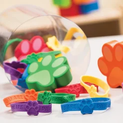Paw Print Rubber Bracelets - 24 Pc.