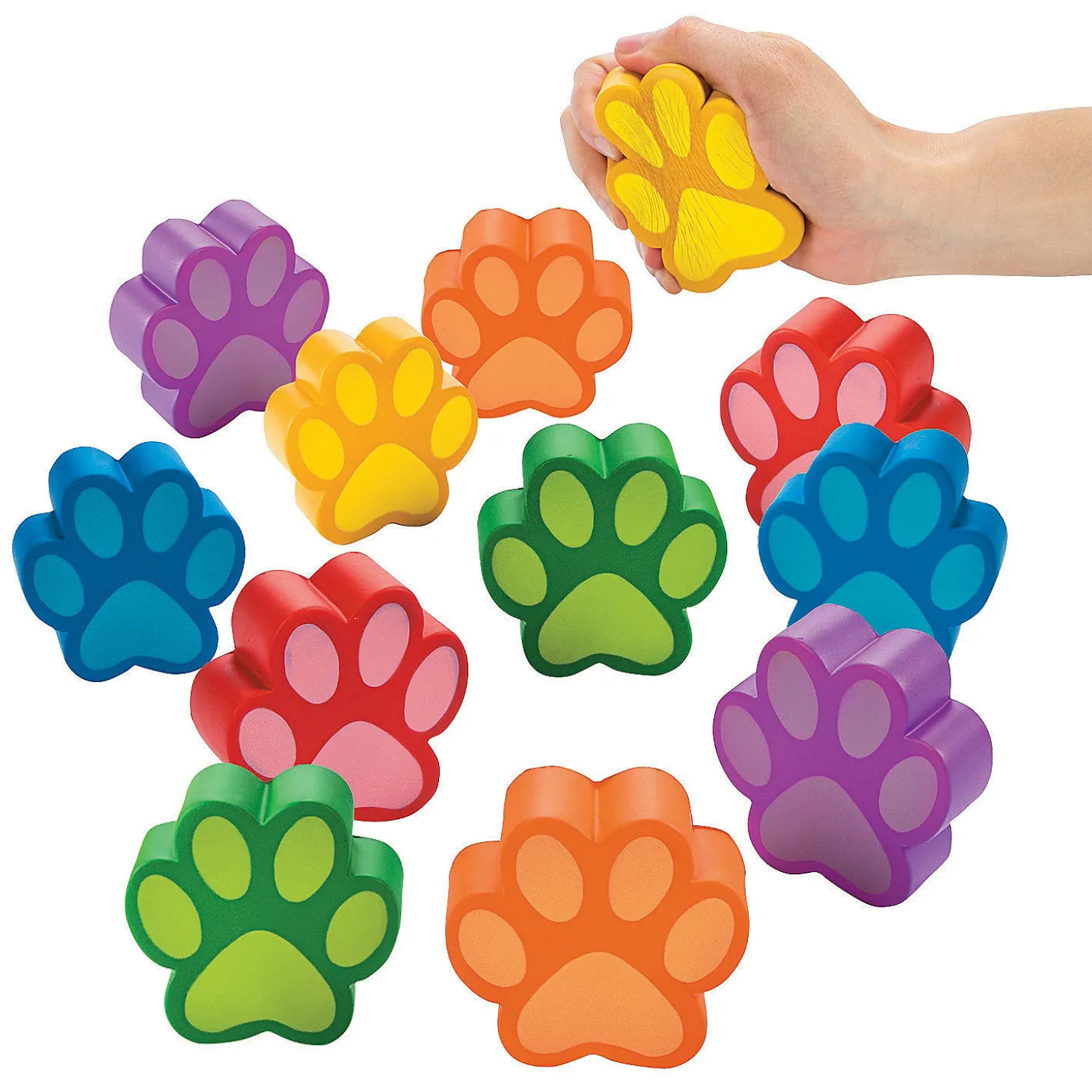 Paw Print Stress Toys - 12 Pc.