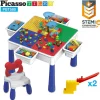 Picassotiles - Large Building Blocks Activity Center Table & Chair Set Pbt580