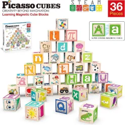 Picassotiles 36 Piece Letter & Alphabet Magnetic Cubes