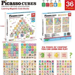 Picassotiles 36 Piece Letter & Alphabet Magnetic Cubes