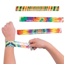 Psychedelic Tie-Dye Slap Bracelets - 12 Pc.