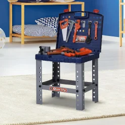 Qaba 68 Pcs Kids Pretend Series Workbench Toy Tool Play Set With Realistic Tools And Electric Drill Educational Gift For Toddler Children 3 To 6 Years Old