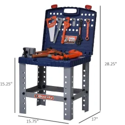 Qaba 68 Pcs Kids Pretend Series Workbench Toy Tool Play Set With Realistic Tools And Electric Drill Educational Gift For Toddler Children 3 To 6 Years Old
