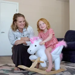 Qaba Kids Rocking Horse Plush Unicorn W/Lullby Song 18-36Mo