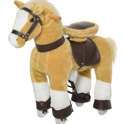 Qaba Ride On Walking Rolling Kids Horse With Easy Rolling Wheels Soft Huggable Body And A Large Size For Kids 3 8 Years