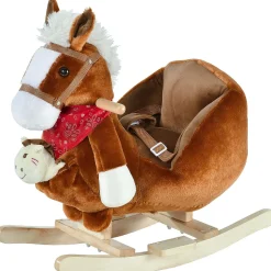 Qaba Rocking Horse Plush W/Music 18-36Mo Brown
