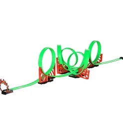 Qaba Track Builder Loop Kit Criss Cross Track Set Starter Kit With Pull Back Cars For 3 6 Years Old Boys And Girls Green