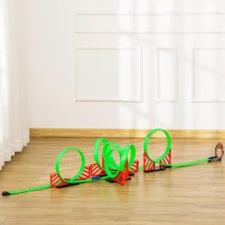 Qaba Track Builder Loop Kit Criss Cross Track Set Starter Kit With Pull Back Cars For 3 6 Years Old Boys And Girls Green