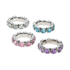 Rhinestone Stretchy Rings - 24 Pc.