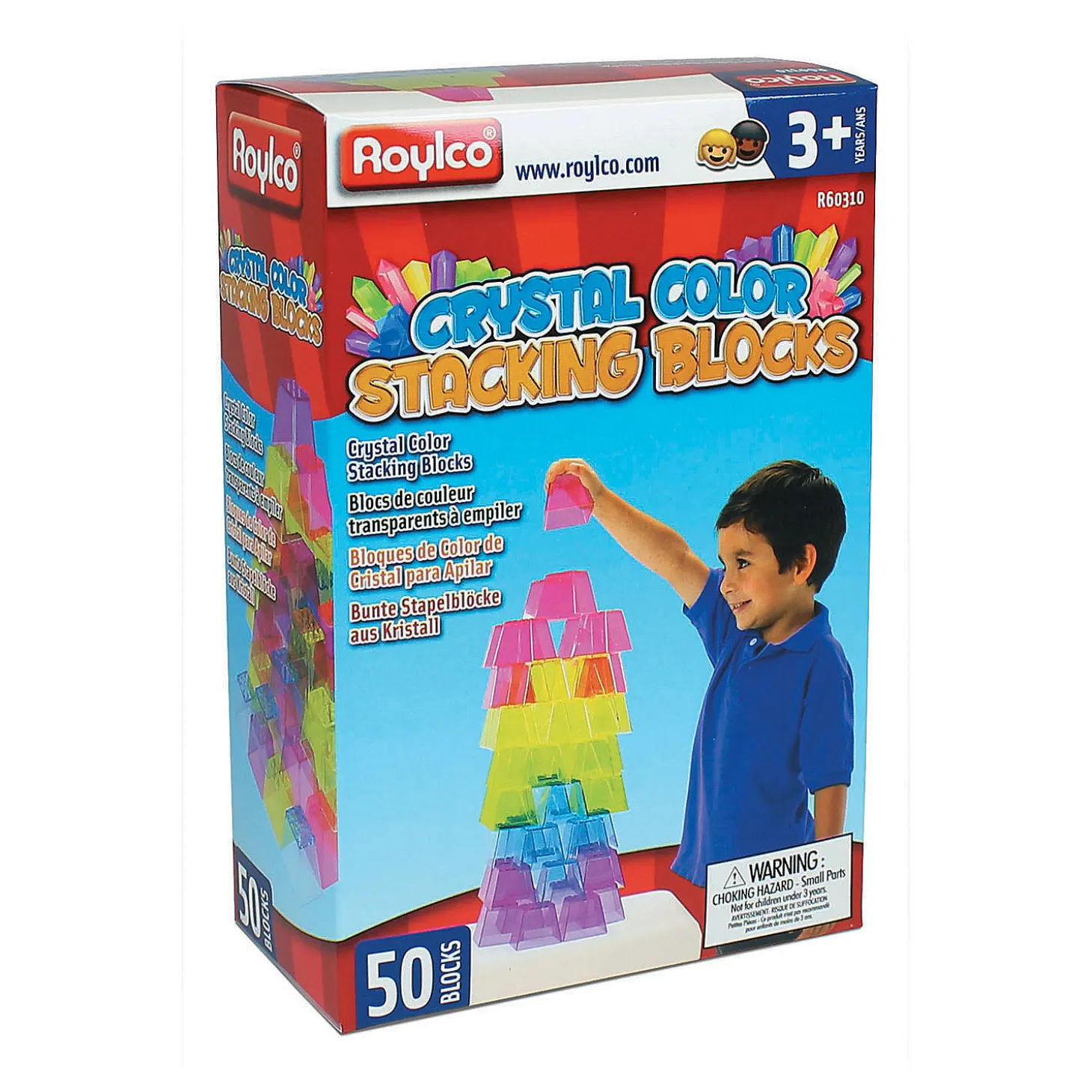 Roylco Crystal Color Stacking Blocks, 50 Pieces