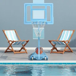 Soozier Pool Side Portable Basketball Hoop System Stand Goal With Height Adjustable 3Ft 4Ft 32'' Backboard
