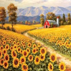 Sunsout Red River Sunflower Farm 300 Pc Jigsaw Puzzle
