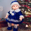 The Queen's Treasures 15 Inch Baby Doll Clothess, Blue Velvet Bitty Dress With White Trim, Hat, Tights, And Shoes