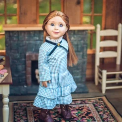 The Queen's Treasures 18 Inch Girl Doll Clothes, Little House On The Prairie Authentic Laura And Mary Ingalls American Blue Check Dresses