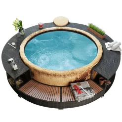 Vidaxl Black Poly Rattan Spa Surround