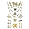 Wrapables Celebrity Inspired Temporary Tattoos In Metallic Gold Silver And Black, Small, Butterflies