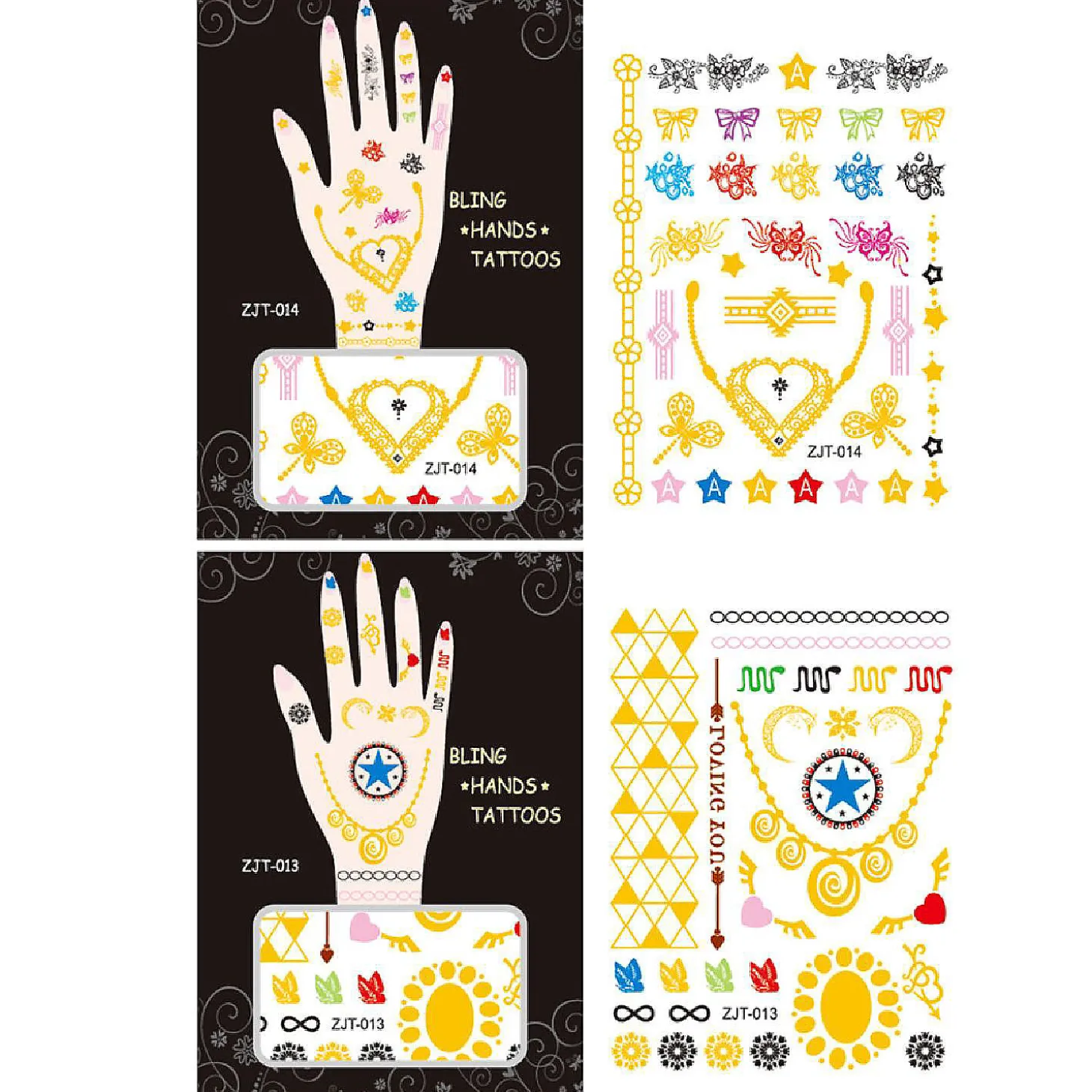 Wrapables Metallic Body Art Hand Tattoos, Loving You