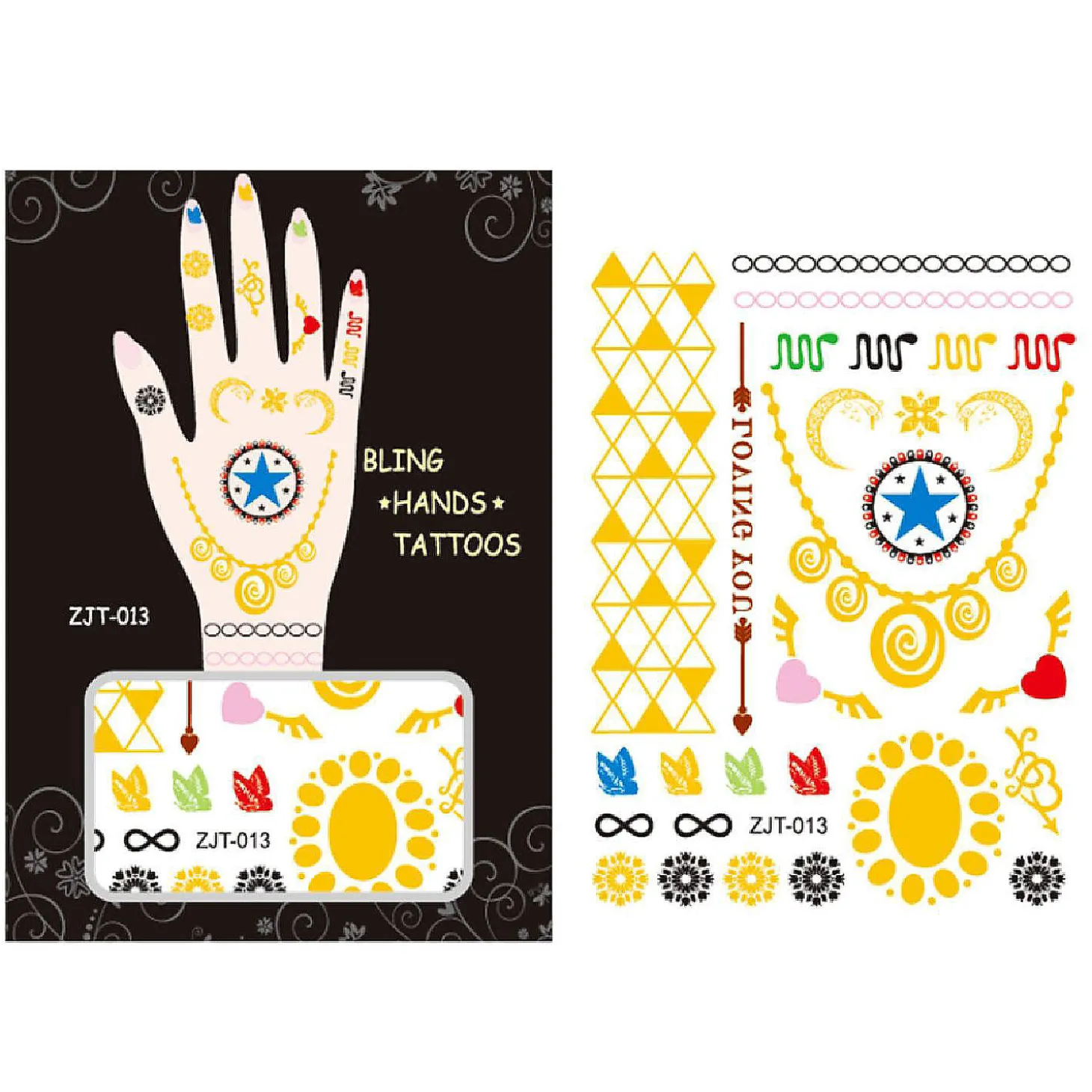 Wrapables Metallic Body Art Hand Tattoos, Loving You