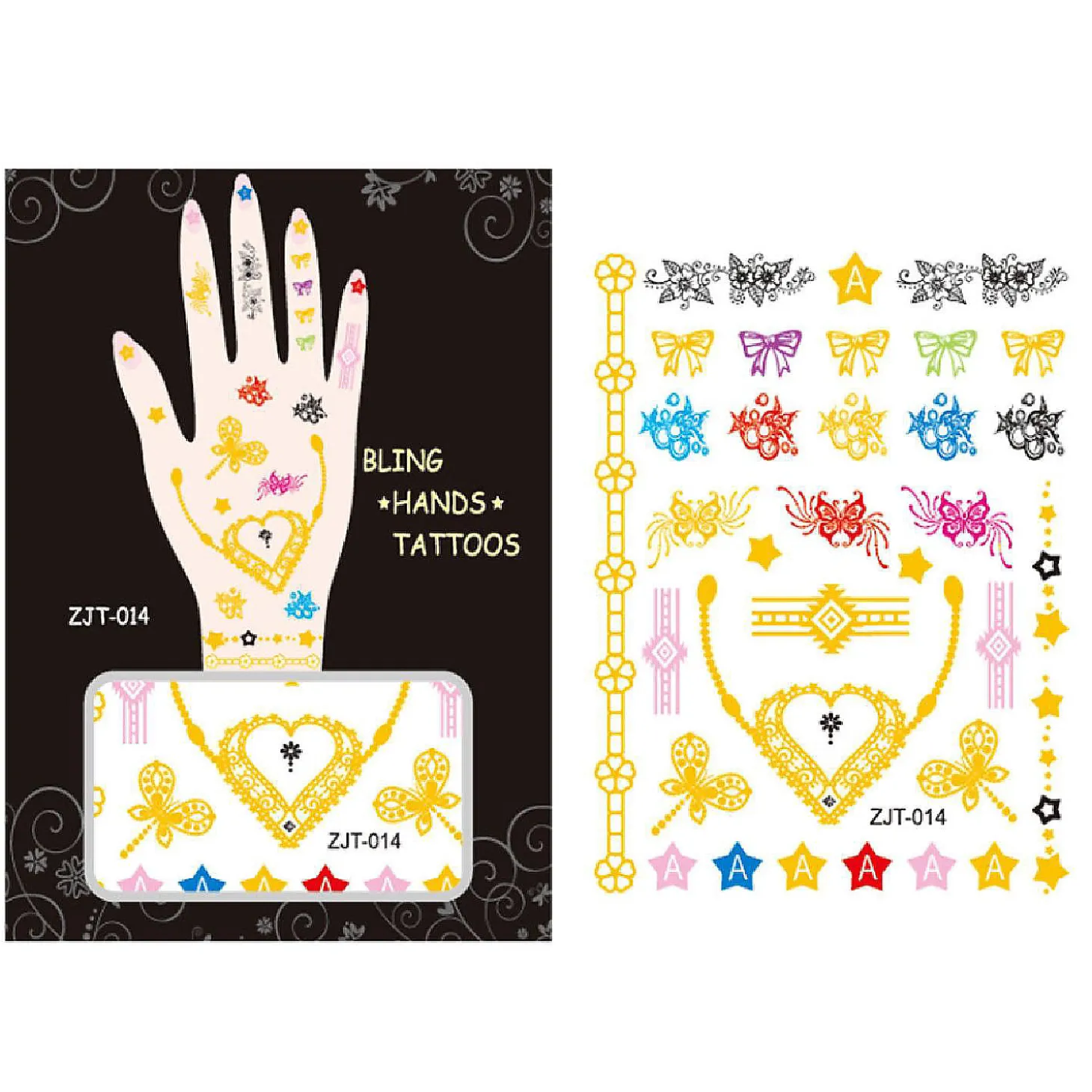 Wrapables Metallic Body Art Hand Tattoos, Loving You