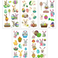 Wrapables Waterproof Temporary Tattoos For Children, 20 Sheets, Easter
